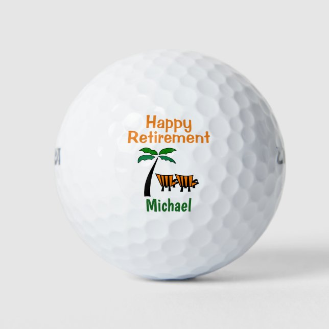 Happy Retirement Congratulations Beach Relax Golf Balls (Front)