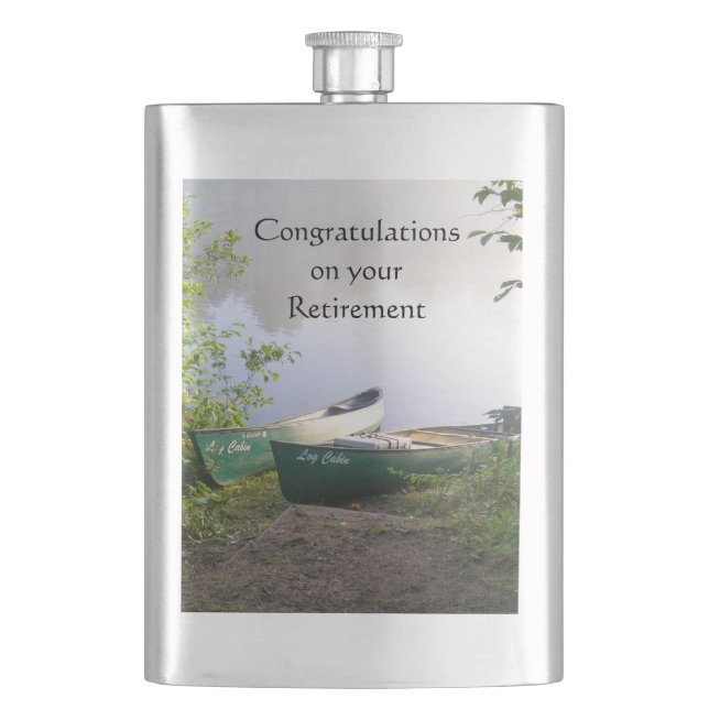 Happy Retirement Congratulations Canoes River Hip Flask (Front)