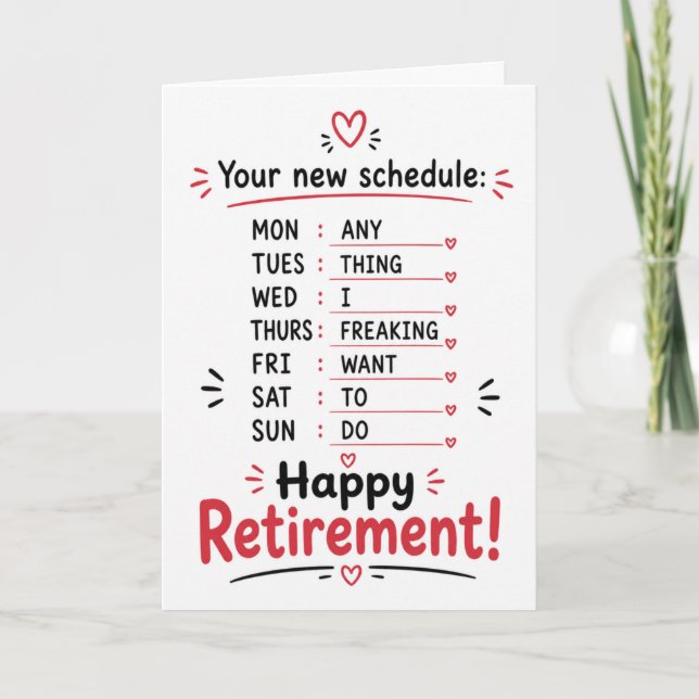 Happy Retirement Congratulations Schedule Card (Front)