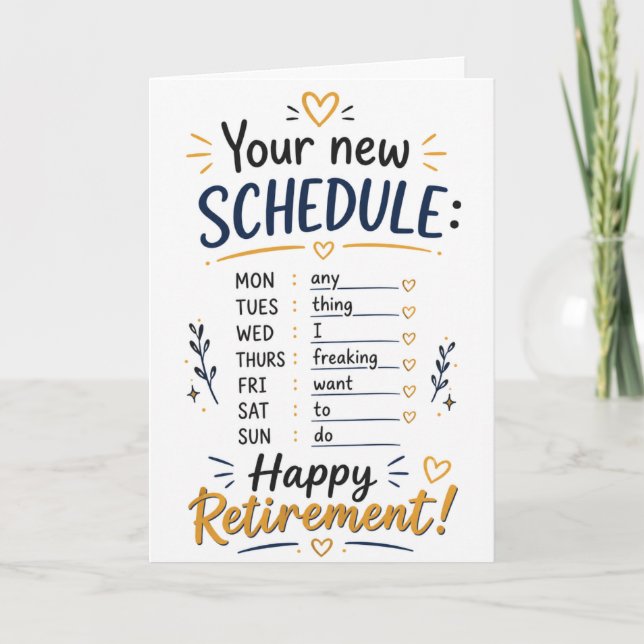 Happy Retirement Congratulations Schedule Card (Front)