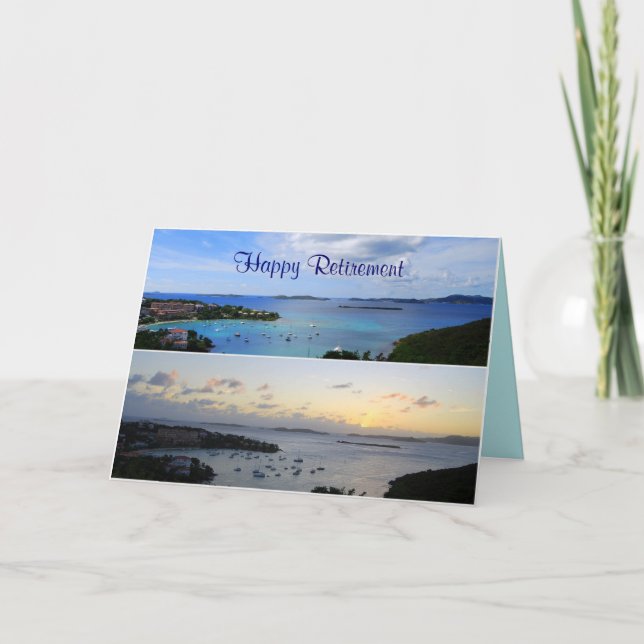 Happy Retirement, Cruz Bay Collage, St. John Card (Front)