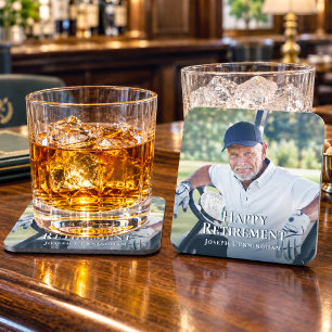 Happy Retirement Custom Photo Square Paper Coaster