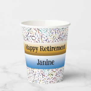 Happy Retirement Custom Teacher Letter Scramble Paper Cups