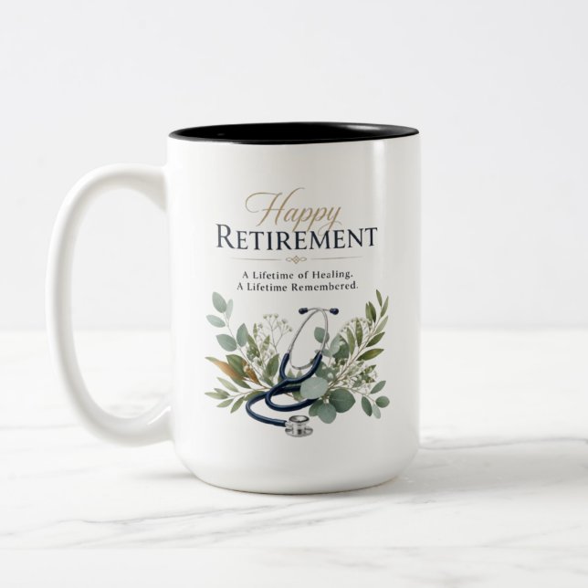 Happy Retirement Doctor Gift Two-Tone Coffee Mug (Left)