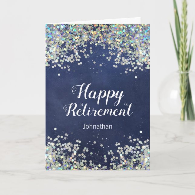 Happy Retirement Faux Glitter Confetti Card (Front)