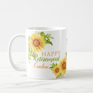 Happy Retirement Floral Personalised White Mug