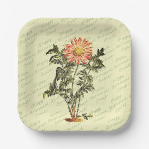Happy Retirement Flower Personalised Paper Plate