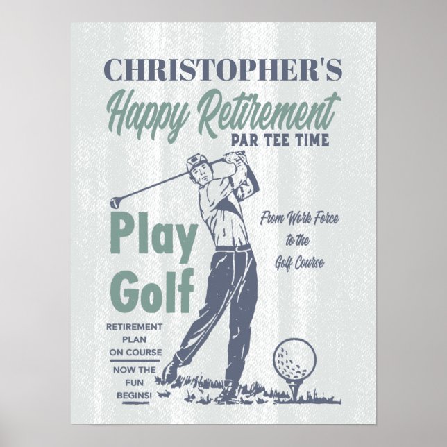 Happy Retirement Funny Retro Golf Party Poster (Front)