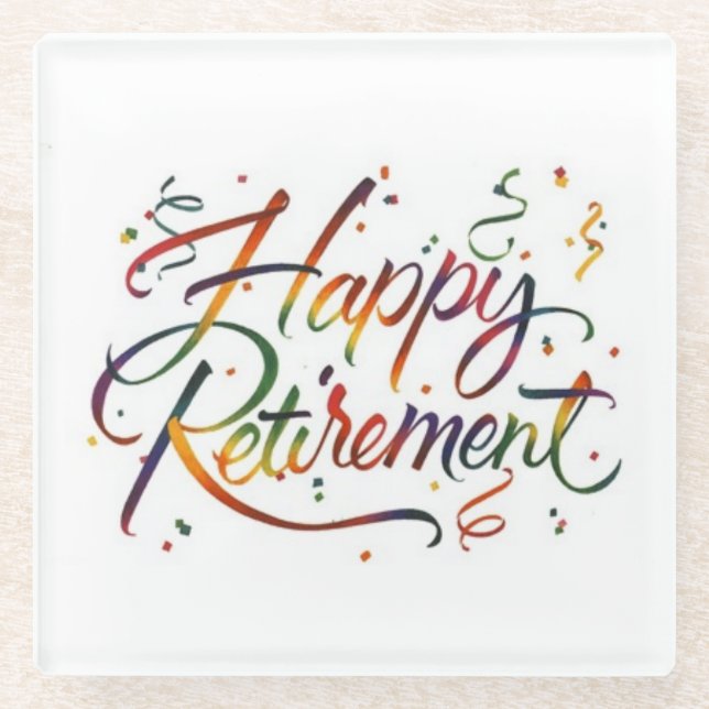 Happy Retirement Glass Coaster (Front)
