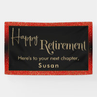 Happy Retirement Gold Confetti, Bright Red