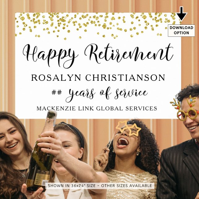 Happy Retirement Gold Confetti Script Personalised Poster (Creator Uploaded)
