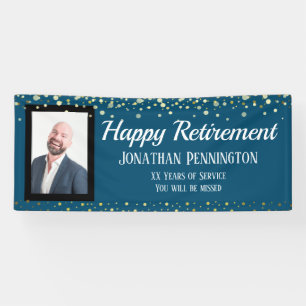 Happy Retirement Gold with Confetti One Photo Banner
