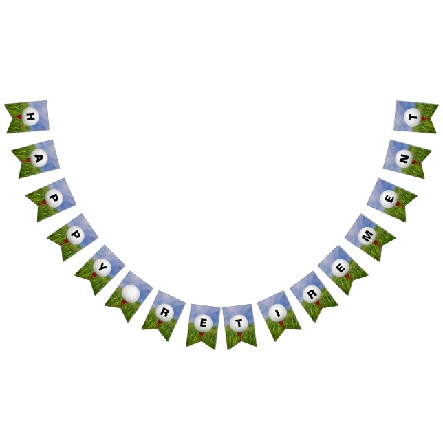 Happy Retirement-golf ball on tee in grass Bunting (All)