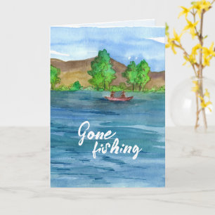 Happy Retirement Gone Fishing Boat Congratulations Card