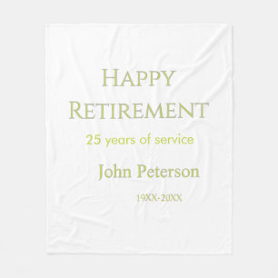 Happy retirement green name year years of service fleece blanket