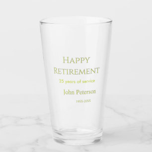 Happy retirement green name year years of service  glass
