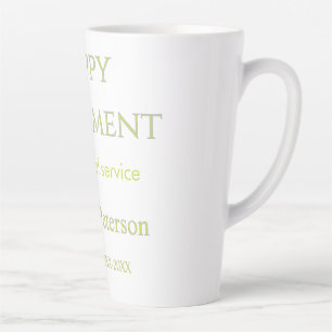 Happy retirement green name year years of service latte mug
