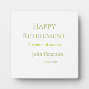 Happy retirement green name year years of service plaque
