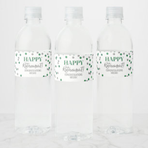 Happy Retirement Green Silver Confetti Water Bottle Label
