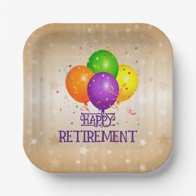 HAPPY RETIREMENT...Let's party! Paper Plate (Front)