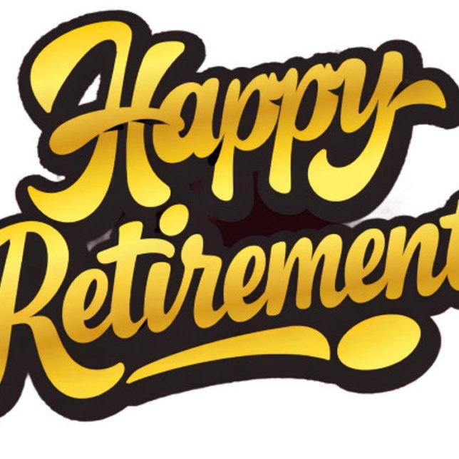 Happy Retirement Mug (Happy Retirement Script Black and Gold Colors!)