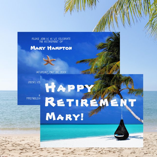 Happy Retirement Party Beach Theme Invitation (Creator Uploaded)