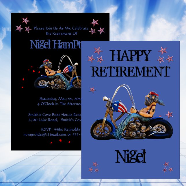 Happy Retirement Party Funny Biker Invitation (Creator Uploaded)