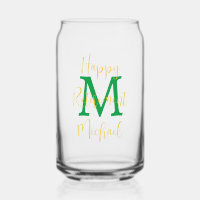 Happy Retirement Party Green Monogram Gold Name
