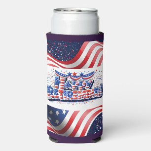 Happy Retirement Patriotic Can Cooler