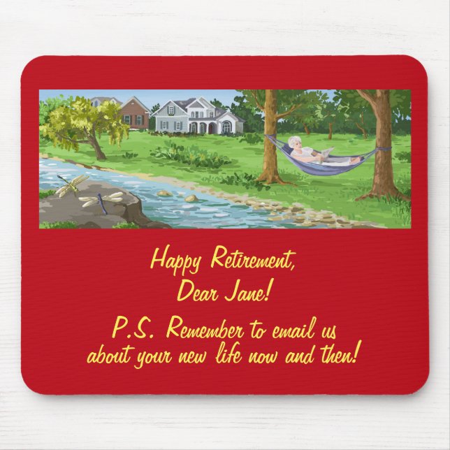 Happy Retirement Personalise (Lady in Hammock) Mouse Pad (Front)