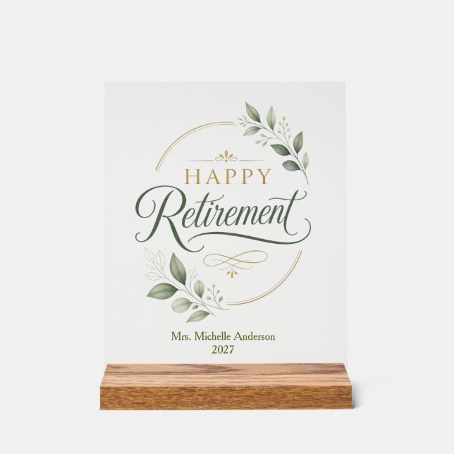 Happy Retirement Personalised Acrylic Sign (Front)
