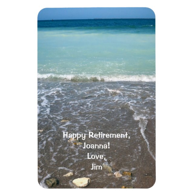 Happy Retirement Personalised Beach Water Sky Magnet (Vertical)