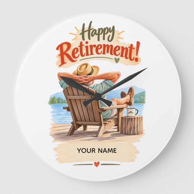 Happy Retirement Personalised Gift Large Clock (Front)