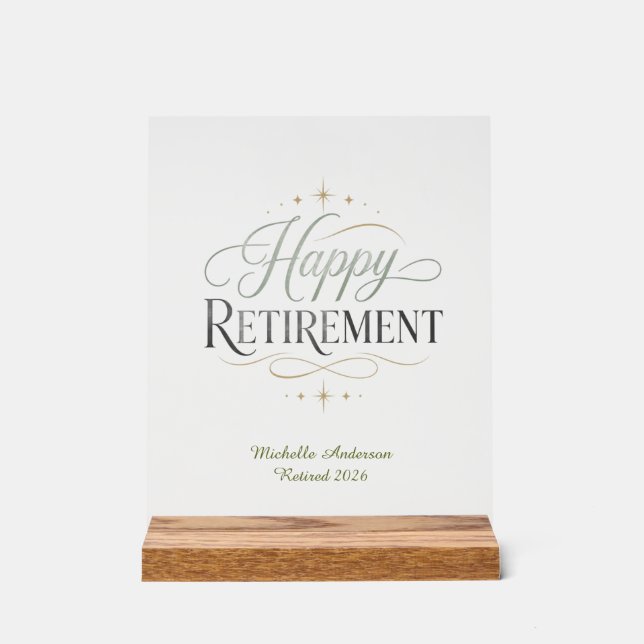 Happy Retirement Personalised Name Acrylic Sign (Front)