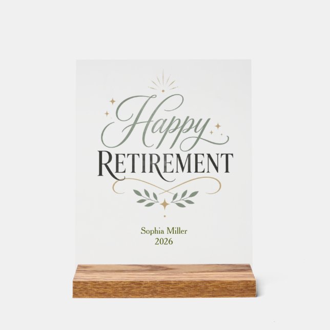 Happy Retirement Personalised Name Acrylic Sign (Front)