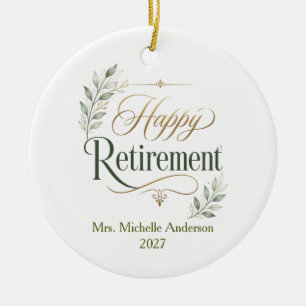 Happy Retirement Personalised Name Ceramic Tree Decoration