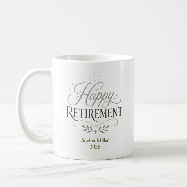 Happy Retirement Personalised Name Coffee Mug (Left)