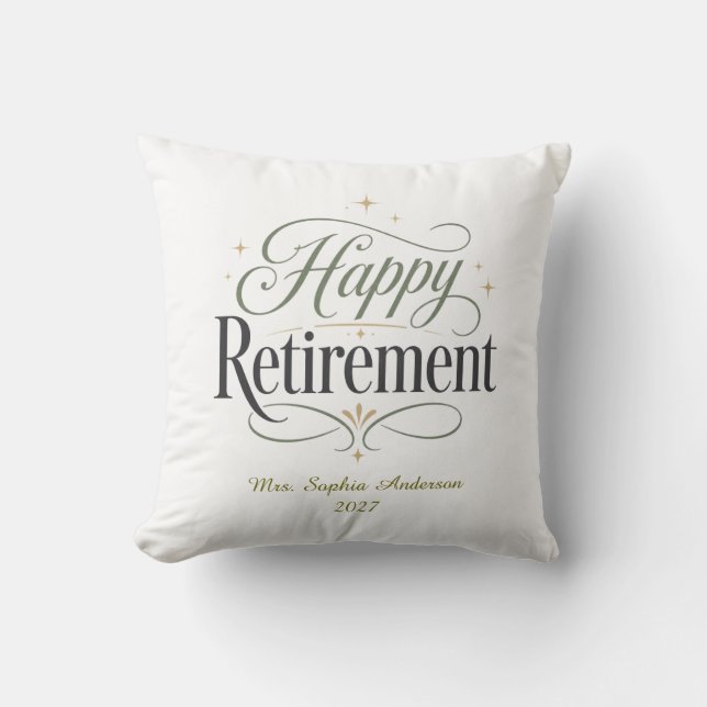 Happy Retirement Personalised Name Cushion (Front)
