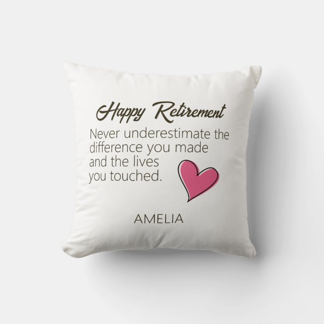 Happy Retirement Personalised Name Gift Cushion (Front)