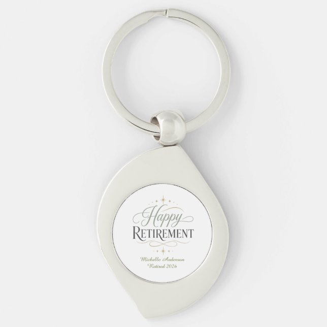 Happy Retirement Personalised Name Key Ring (Front)