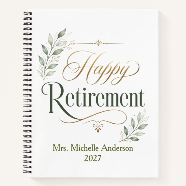 Happy Retirement Personalised Name Notebook (Front)