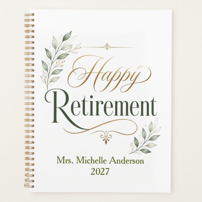 Happy Retirement Personalised Name Planner (Front)