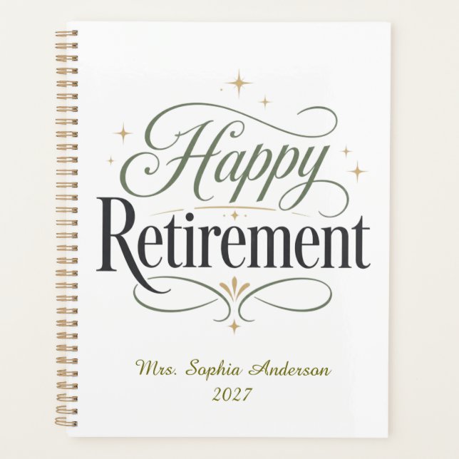 Happy Retirement Personalised Name Planner (Front)
