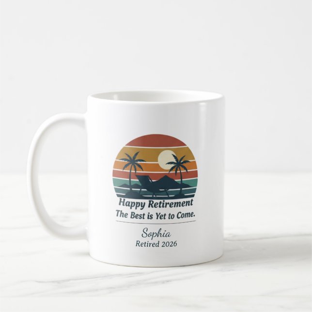 Happy Retirement Personalised Name & Year Coffee Mug (Left)