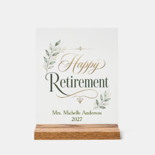Happy Retirement Personalized Name Acrylic Sign