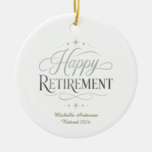 Happy Retirement Personalized Name Ceramic Tree Decoration