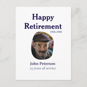 happy retirement photo 25 years service name postcard