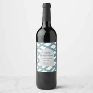 Happy retirement photo blue year years of service wine label