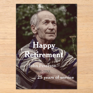 Happy retirement photo name year years of service acrylic invitations
