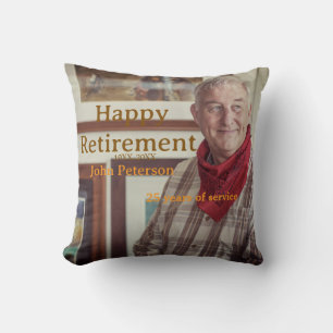 Happy retirement photo name year years of service cushion